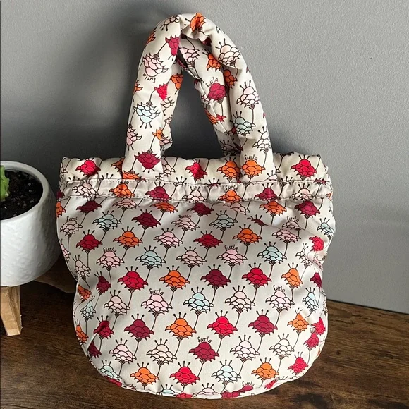 Furla Puffer Bag Light Blue with Dandelion Paisley Design